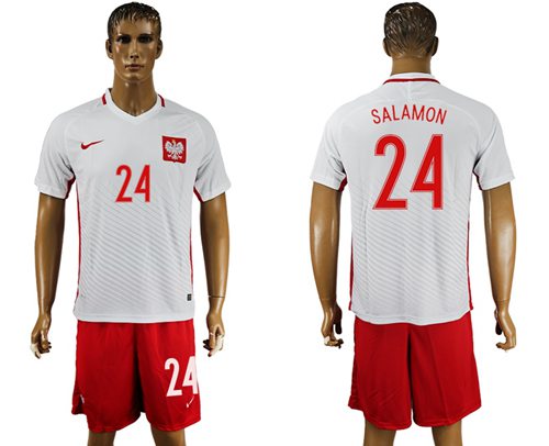 Poland #24 Salamon Home Soccer Country Jersey